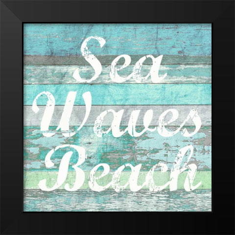Sea Waves Beach Black Modern Wood Framed Art Print by Taylor, Evangeline