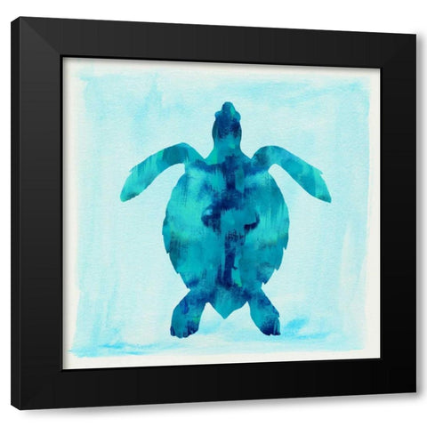Tropical Sea Turtle Black Modern Wood Framed Art Print by Taylor, Evangeline