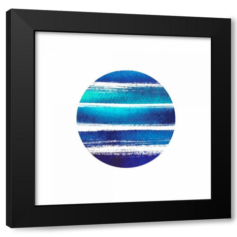 Circular Blues Black Modern Wood Framed Art Print with Double Matting by Taylor, Evangeline