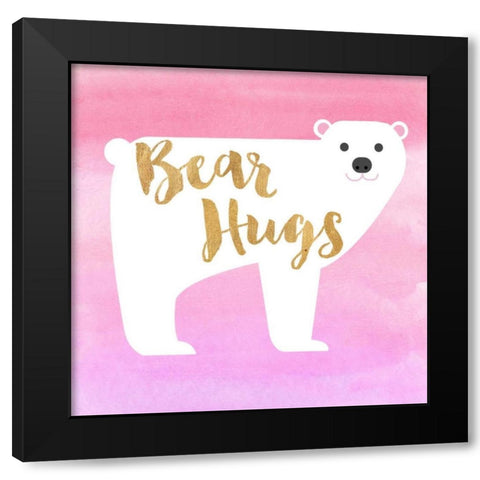 Bear Hugs Pink Black Modern Wood Framed Art Print with Double Matting by Taylor, Evangeline