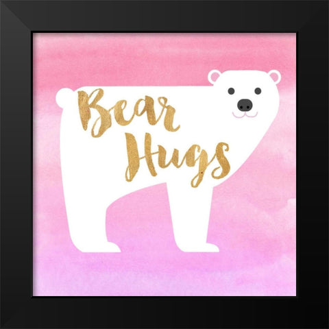 Bear Hugs Pink Black Modern Wood Framed Art Print by Taylor, Evangeline