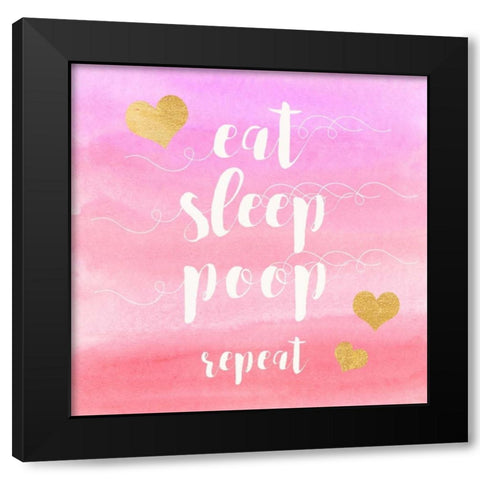 Eat, Sleep, Poop, Repeat Black Modern Wood Framed Art Print with Double Matting by Taylor, Evangeline