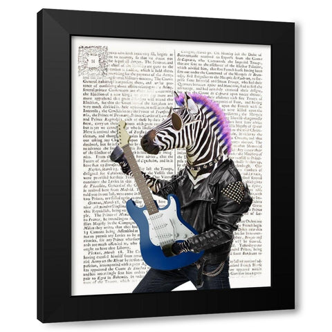 Rockn Zebra Black Modern Wood Framed Art Print with Double Matting by Taylor, Evangeline