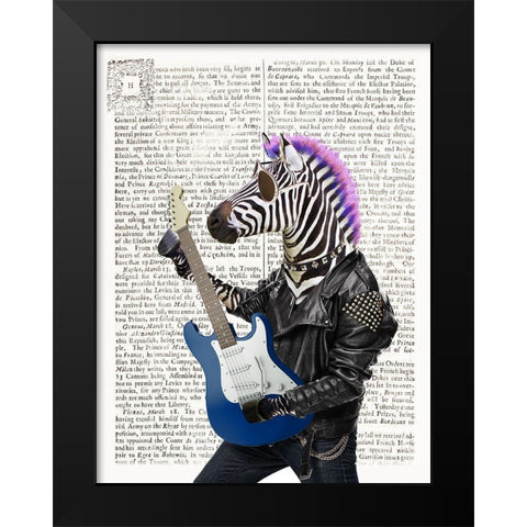 Rockn Zebra Black Modern Wood Framed Art Print by Taylor, Evangeline