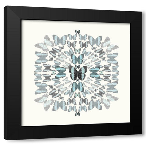 Butterfly Kaleidoscope Black Modern Wood Framed Art Print with Double Matting by Taylor, Evangeline