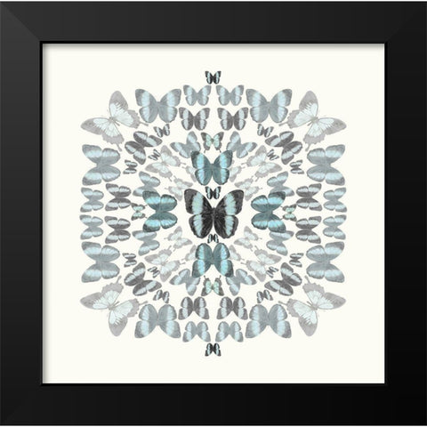 Butterfly Kaleidoscope Black Modern Wood Framed Art Print by Taylor, Evangeline