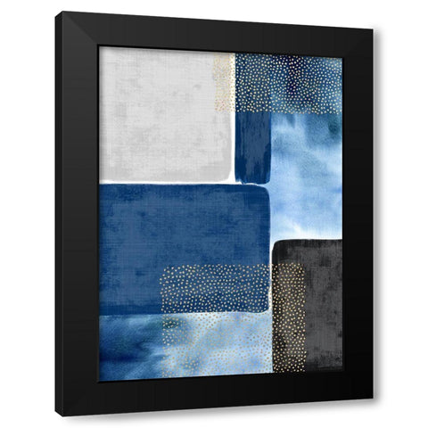 Shape and Texture Blue Black Modern Wood Framed Art Print by Taylor, Evangeline