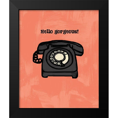 HELLO GORGEOUS INK SKETCH Black Modern Wood Framed Art Print by Valentina, Valentina