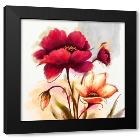 Floral Allegro Black Modern Wood Framed Art Print by Art Atelier Alliance