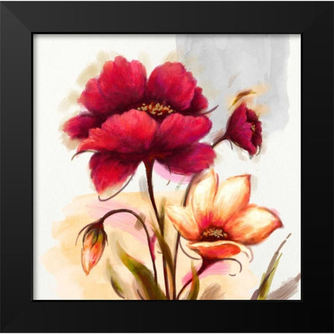Floral Allegro Black Modern Wood Framed Art Print by Art Atelier Alliance