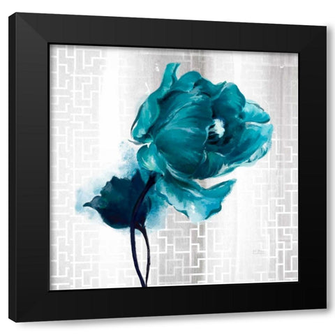 Exquisite Spring Turquoise Tulip Black Modern Wood Framed Art Print by Art Atelier Alliance