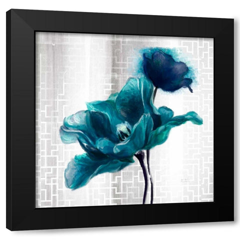 Ethereal Spring Turquoise Tulip Black Modern Wood Framed Art Print by Art Atelier Alliance