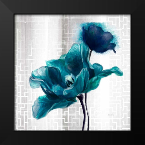 Ethereal Spring Turquoise Tulip Black Modern Wood Framed Art Print by Art Atelier Alliance