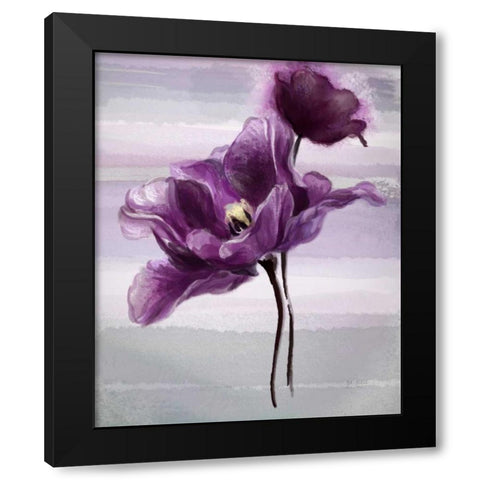 Ethereal Tulip Black Modern Wood Framed Art Print by Art Atelier Alliance