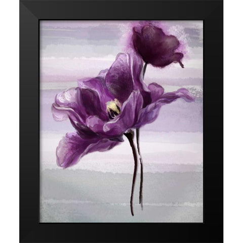Ethereal Tulip Black Modern Wood Framed Art Print by Art Atelier Alliance