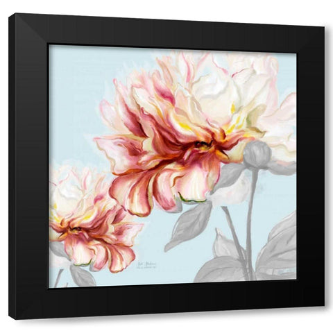 Blushing Peony Square 1 Black Modern Wood Framed Art Print by Art Atelier Alliance