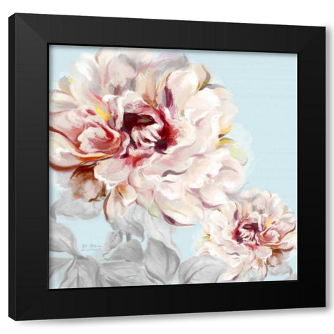 Blushing Peony Square 2 Black Modern Wood Framed Art Print with Double Matting by Art Atelier Alliance