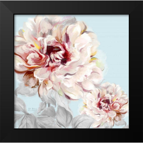 Blushing Peony Square 2 Black Modern Wood Framed Art Print by Art Atelier Alliance