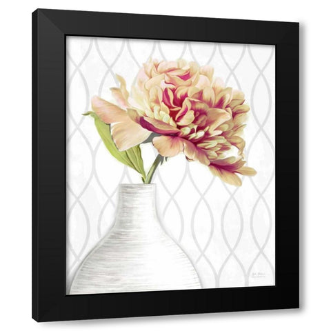 Designer Peony 1 Black Modern Wood Framed Art Print with Double Matting by Art Atelier Alliance