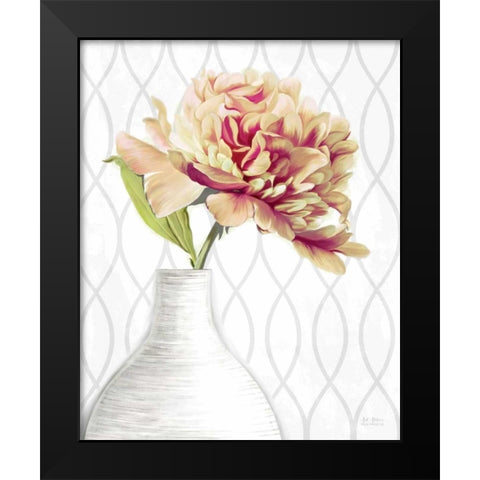 Designer Peony 1 Black Modern Wood Framed Art Print by Art Atelier Alliance