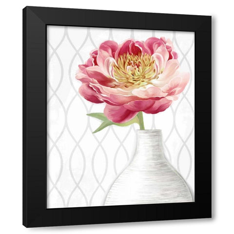 Designer Peony 2 Black Modern Wood Framed Art Print with Double Matting by Art Atelier Alliance