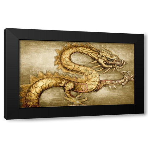 Golden Dragon Black Modern Wood Framed Art Print by Art Atelier Alliance