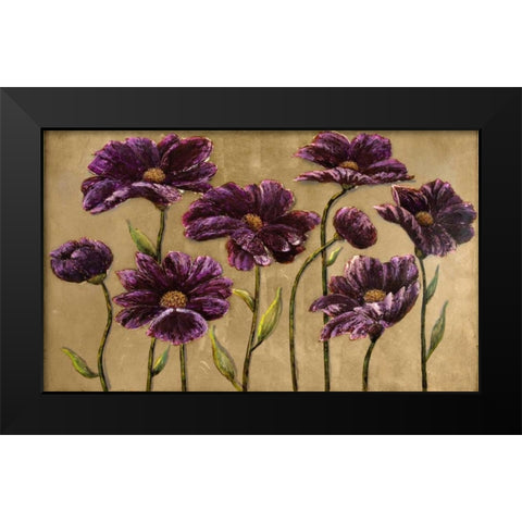 Plum Bliss Handpainted Canvas Black Modern Wood Framed Art Print by Art Atelier Alliance