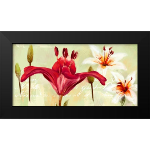 Bursting Lilies Garden 1 Black Modern Wood Framed Art Print by Art Atelier Alliance