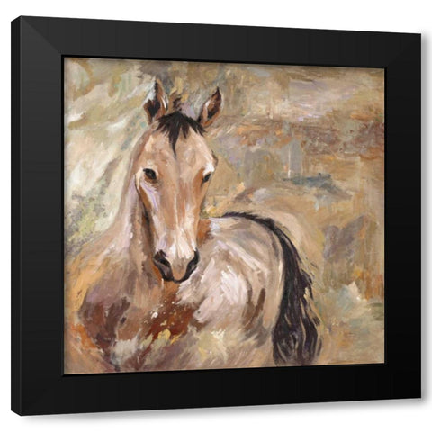 1 Horse Black Modern Wood Framed Art Print with Double Matting by Art Atelier Alliance