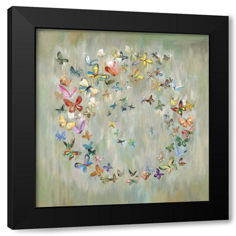 Butterfly Circle 1 Black Modern Wood Framed Art Print by Art Atelier Alliance