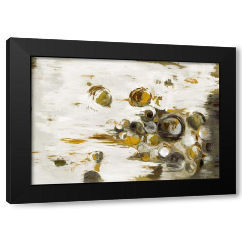 Subdued Circles Black Modern Wood Framed Art Print with Double Matting by Art Atelier Alliance