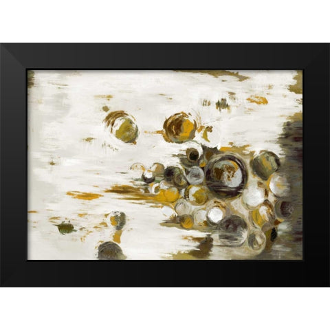 Subdued Circles Black Modern Wood Framed Art Print by Art Atelier Alliance