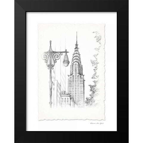 New York Avenue Pen and Ink Black Modern Wood Framed Art Print by Art Atelier Alliance