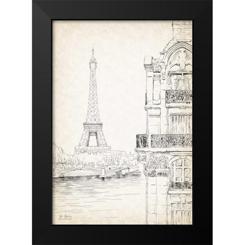 Paris Sketch Book Black Modern Wood Framed Art Print by Art Atelier Alliance