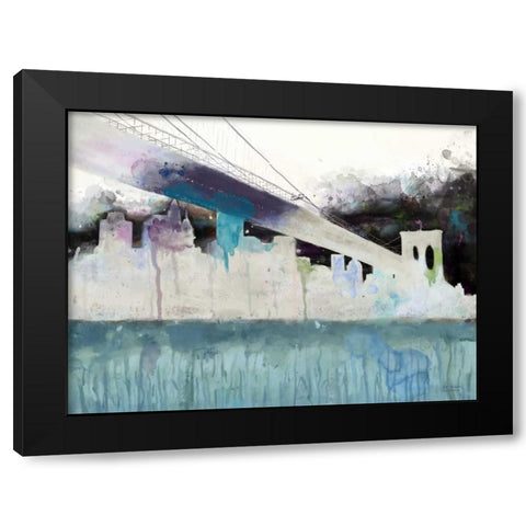 Painted City Black Modern Wood Framed Art Print with Double Matting by Art Atelier Alliance