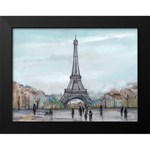 Watercolour Sketch Book Paris Black Modern Wood Framed Art Print by Art Atelier Alliance