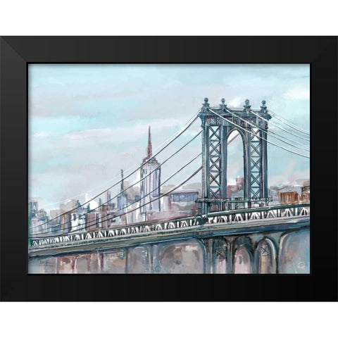 Watercolour Sketch Book New York Black Modern Wood Framed Art Print by Art Atelier Alliance