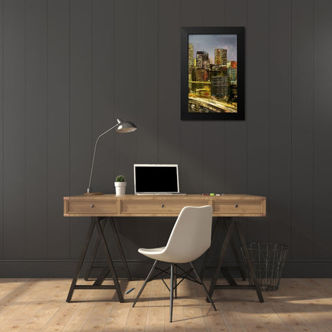 Metropolis 4 Black Modern Wood Framed Art Print by Art Atelier Alliance