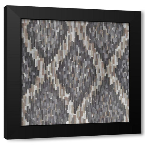 Linear Ikat-Black Black Modern Wood Framed Art Print with Double Matting by Art Atelier Alliance