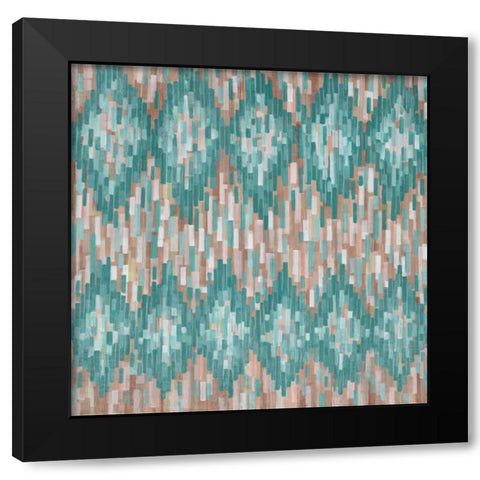Linear Ikat-Blue Black Modern Wood Framed Art Print by Art Atelier Alliance