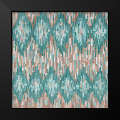 Linear Ikat-Blue Black Modern Wood Framed Art Print by Art Atelier Alliance