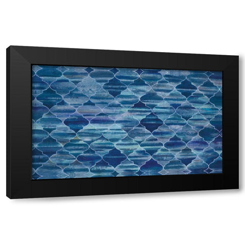 Blue Lattice Black Modern Wood Framed Art Print by Art Atelier Alliance
