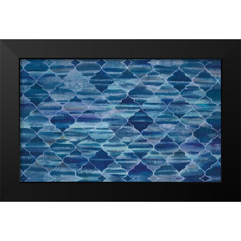Blue Lattice Black Modern Wood Framed Art Print by Art Atelier Alliance