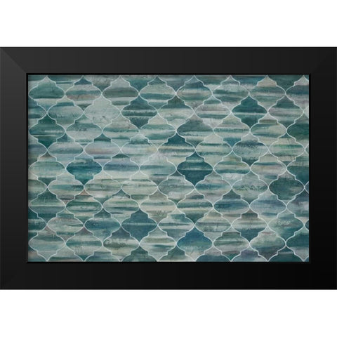 Indigo Lattice Black Modern Wood Framed Art Print by Art Atelier Alliance