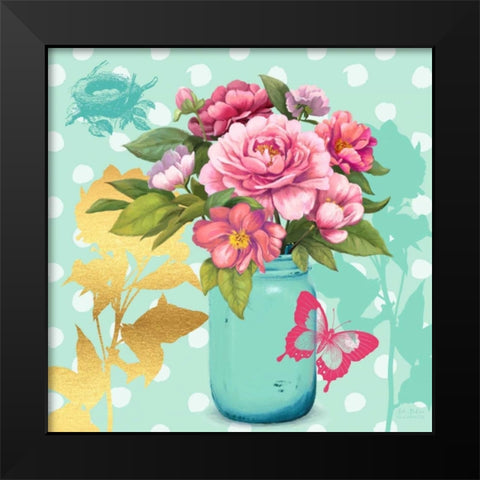 Mint Mason Jar Bouquet Black Modern Wood Framed Art Print by Art Atelier Alliance