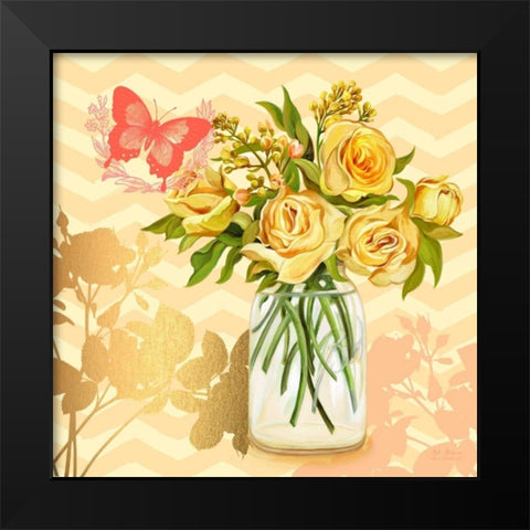 Yellow Mason Jar Bouquet Black Modern Wood Framed Art Print by Art Atelier Alliance