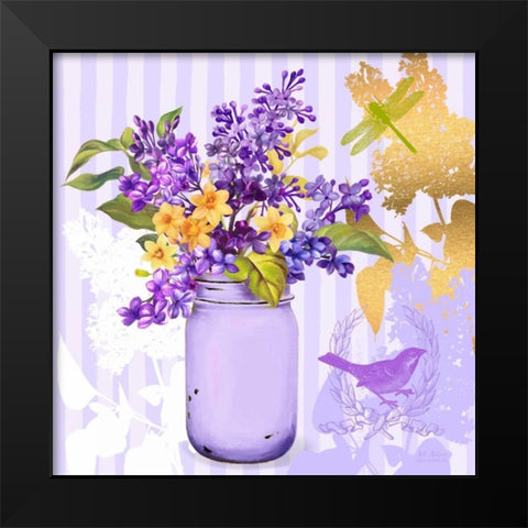 Lilac Mason Jar Bouquet Black Modern Wood Framed Art Print by Art Atelier Alliance