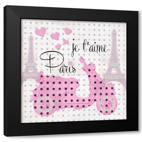 A Pink Scooter Kind Of Day Black Modern Wood Framed Art Print with Double Matting by Amori, Miyo