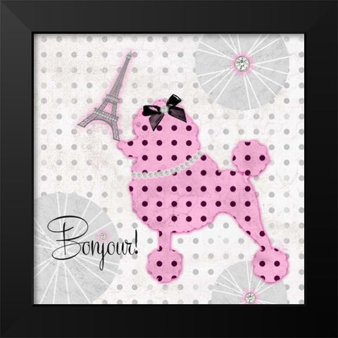 A Pink Poodle Kind of Day Black Modern Wood Framed Art Print by Amori, Miyo