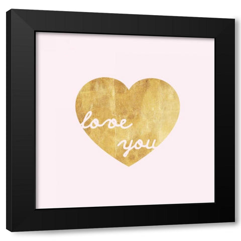 Heart of Gold Love - Pink Black Modern Wood Framed Art Print with Double Matting by Amori, Miyo